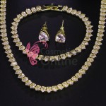 Colier cu cercei AS02NN Auriu cu pietre din zircon + Bratara